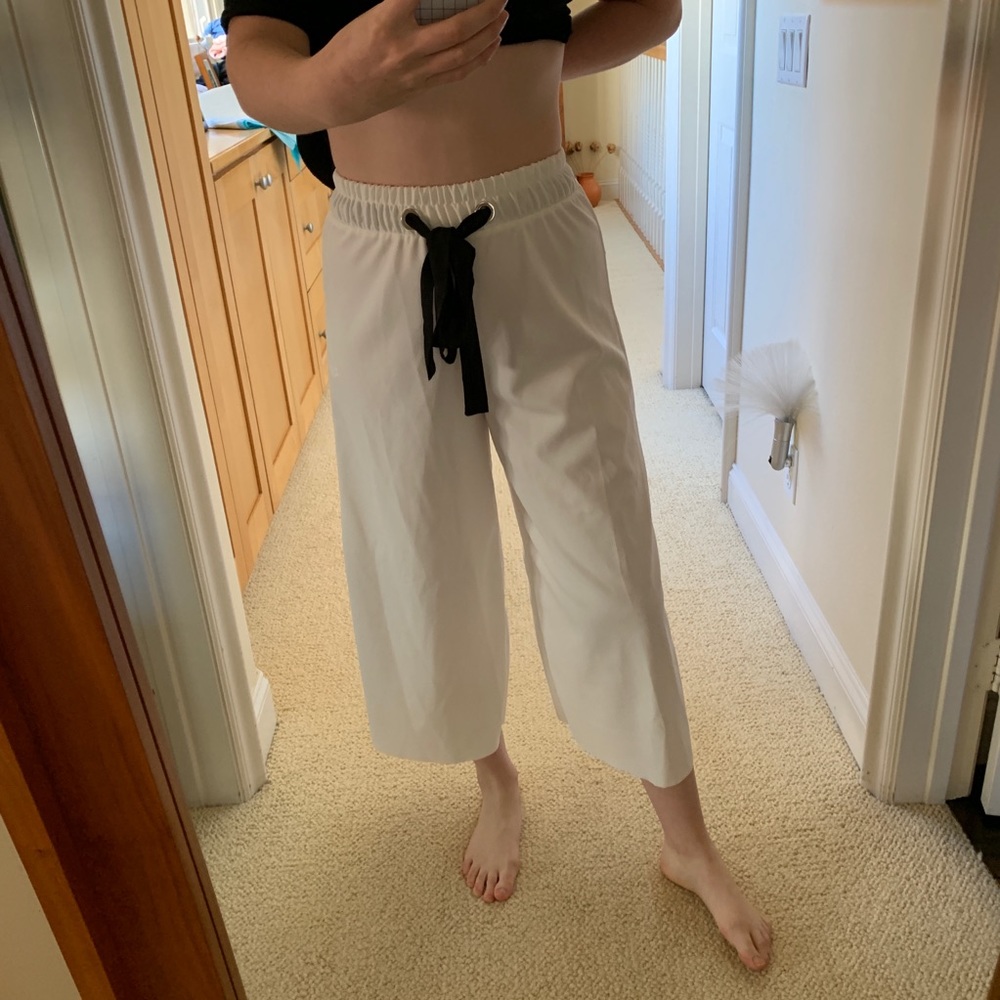 Zara White Flowy Pants